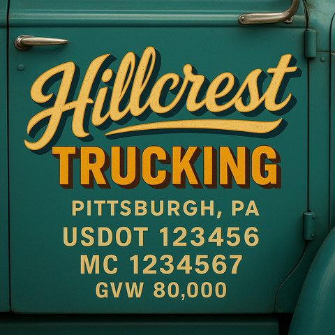 Custom Truck Door USDOT Lettering Decal Sticker Signs With DOT, MC, GVW, KYU, CA Lettering (Set of 2)