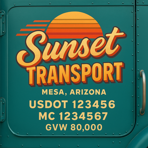 Custom Truck Door USDOT Lettering Decal Sticker Signs With DOT, MC, GVW, KYU, CA Lettering (Set of 2)