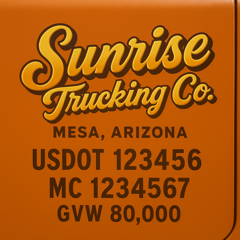 Custom Truck Door USDOT Lettering Decal Sticker Signs With DOT, MC, GVW, KYU, CA Lettering (Set of 2)