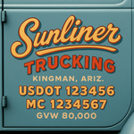 Custom Truck Door USDOT Lettering Decal Sticker Signs With DOT, MC, GVW, KYU, CA Lettering (Set of 2)