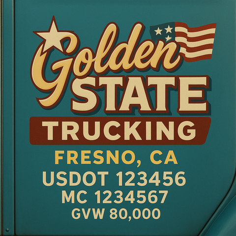 Custom Truck Door USDOT Lettering Decal Sticker Signs With DOT, MC, GVW, KYU, CA Lettering (Set of 2)