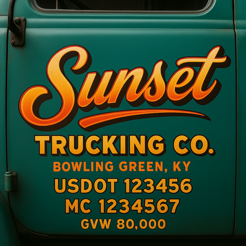 Custom Truck Door USDOT Lettering Decal Sticker Signs With DOT, MC, GVW, KYU, CA Lettering (Set of 2)