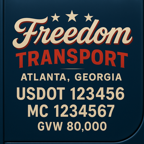 Custom Truck Door USDOT Lettering Decal Sticker Signs With DOT, MC, GVW, KYU, CA Lettering (Set of 2)