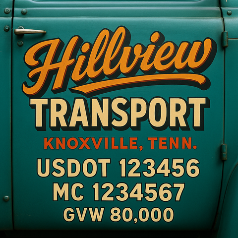 Custom Truck Door USDOT Lettering Decal Sticker Signs With DOT, MC, GVW, KYU, CA Lettering (Set of 2)