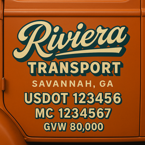 Custom Truck Door USDOT Lettering Decal Sticker Signs With DOT, MC, GVW, KYU, CA Lettering (Set of 2)