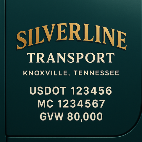Custom Truck Door USDOT Lettering Decal Sticker Signs With DOT, MC, GVW, KYU, CA Lettering (Set of 2)