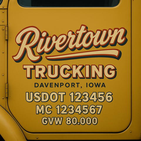 Custom Truck Door USDOT Lettering Decal Sticker Signs With DOT, MC, GVW, KYU, CA Lettering (Set of 2)