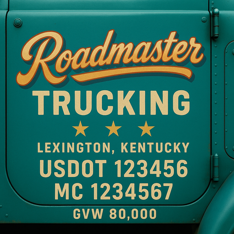 Custom Truck Door USDOT Lettering Decal Sticker Signs With DOT, MC, GVW, KYU, CA Lettering (Set of 2)