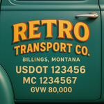 Custom Truck Door USDOT Lettering Decal Sticker Signs With DOT, MC, GVW, KYU, CA Lettering (Set of 2)