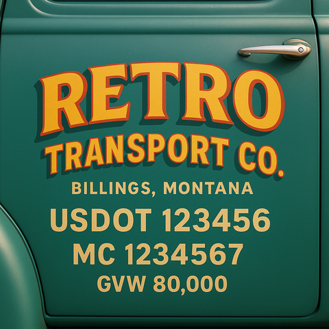 Custom Truck Door USDOT Lettering Decal Sticker Signs With DOT, MC, GVW, KYU, CA Lettering (Set of 2)