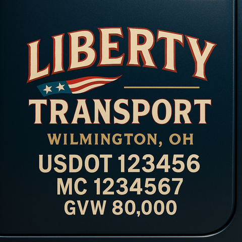 Custom Truck Door USDOT Lettering Decal Sticker Signs With DOT, MC, GVW, KYU, CA Lettering (Set of 2)