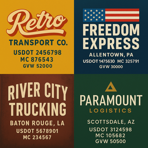 Custom Truck Door USDOT Lettering Decal Sticker Signs With DOT, MC, GVW, KYU, CA Lettering (Set of 2)