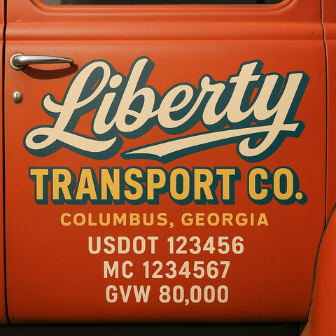 Custom Truck Door USDOT Lettering Decal Sticker Signs With DOT, MC, GVW, KYU, CA Lettering (Set of 2)