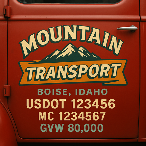 Custom Truck Door USDOT Lettering Decal Sticker Signs With DOT, MC, GVW, KYU, CA Lettering (Set of 2)