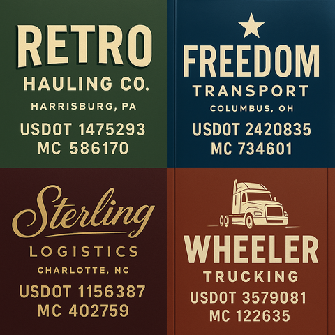 Custom Truck Door USDOT Lettering Decal Sticker Signs With DOT, MC, GVW, KYU, CA Lettering (Set of 2)