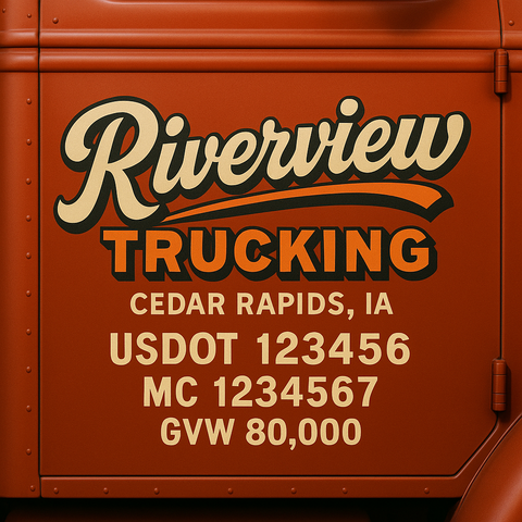 Custom Truck Door USDOT Lettering Decal Sticker Signs With DOT, MC, GVW, KYU, CA Lettering (Set of 2)
