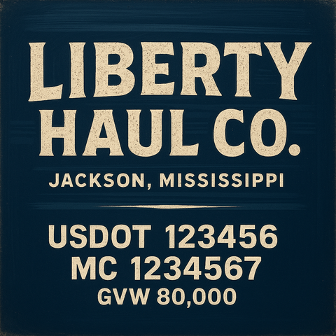 Custom Truck Door USDOT Lettering Decal Sticker Signs With DOT, MC, GVW, KYU, CA Lettering (Set of 2)