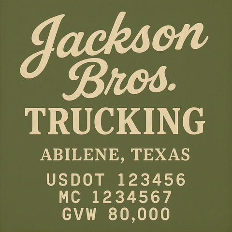 Custom Truck Door USDOT Lettering Decal Sticker Signs With DOT, MC, GVW, KYU, CA Lettering (Set of 2)