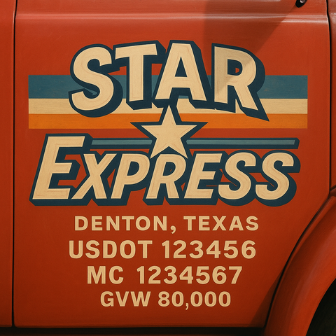 Custom Truck Door USDOT Lettering Decal Sticker Signs With DOT, MC, GVW, KYU, CA Lettering (Set of 2)