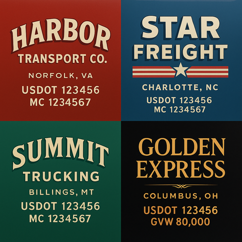 Custom Truck Door USDOT Lettering Decal Sticker Signs With DOT, MC, GVW, KYU, CA Lettering (Set of 2)