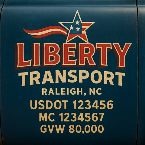 Custom Truck Door USDOT Lettering Decal Sticker Signs With DOT, MC, GVW, KYU, CA Lettering (Set of 2)