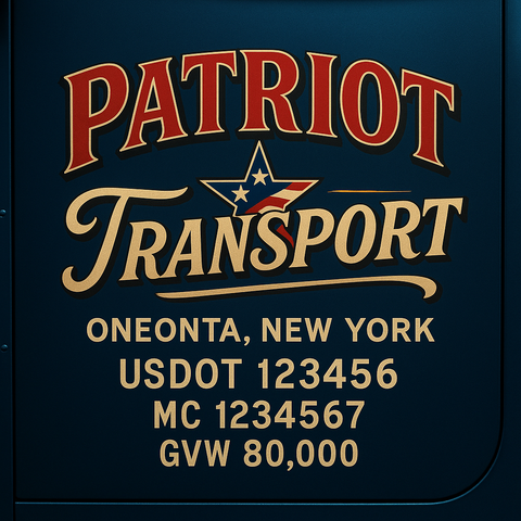 Custom Truck Door USDOT Lettering Decal Sticker Signs With DOT, MC, GVW, KYU, CA Lettering (Set of 2)