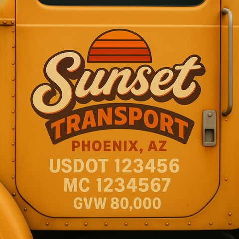 Custom Truck Door USDOT Lettering Decal Sticker Signs With DOT, MC, GVW, KYU, CA Lettering (Set of 2)