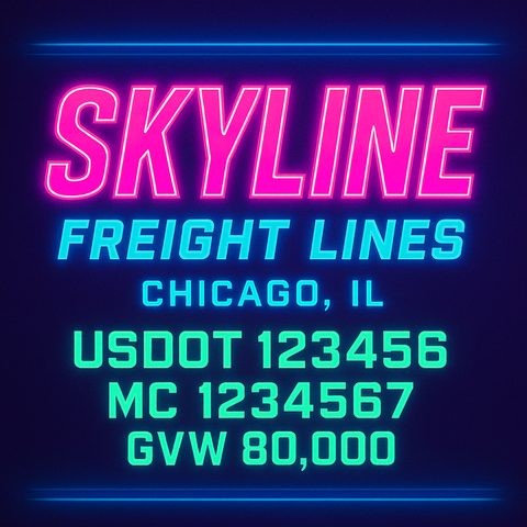 Custom Truck Door USDOT Lettering Decal Sticker Signs With DOT, MC, GVW, KYU, CA Lettering (Set of 2)