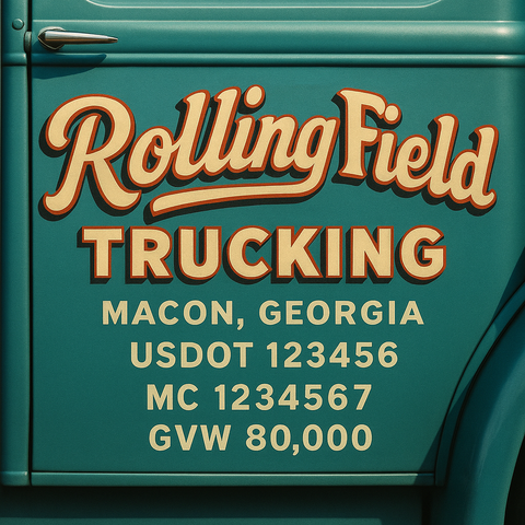 Custom Truck Door USDOT Lettering Decal Sticker Signs With DOT, MC, GVW, KYU, CA Lettering (Set of 2)