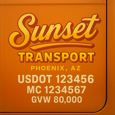 Custom Truck Door USDOT Lettering Decal Sticker Signs With DOT, MC, GVW, KYU, CA Lettering (Set of 2)