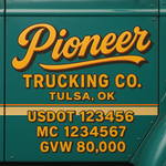 Custom Truck Door USDOT Lettering Decal Sticker Signs With DOT, MC, GVW, KYU, CA Lettering (Set of 2)