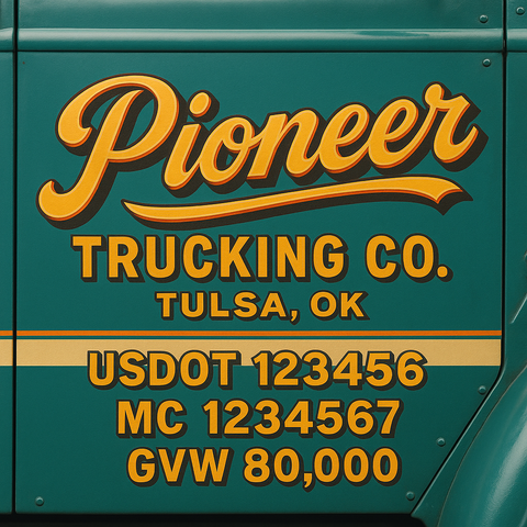 Custom Truck Door USDOT Lettering Decal Sticker Signs With DOT, MC, GVW, KYU, CA Lettering (Set of 2)