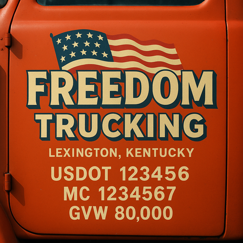 Custom Truck Door USDOT Lettering Decal Sticker Signs With DOT, MC, GVW, KYU, CA Lettering (Set of 2)