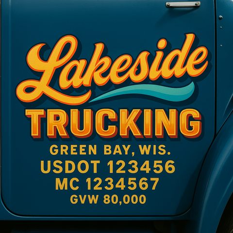 Custom Truck Door USDOT Lettering Decal Sticker Signs With DOT, MC, GVW, KYU, CA Lettering (Set of 2)