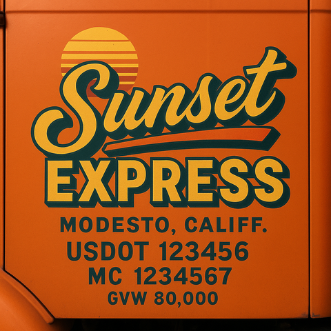 Custom Truck Door USDOT Lettering Decal Sticker Signs With DOT, MC, GVW, KYU, CA Lettering (Set of 2)