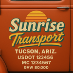 Custom Truck Door USDOT Lettering Decal Sticker Signs With DOT, MC, GVW, KYU, CA Lettering (Set of 2)