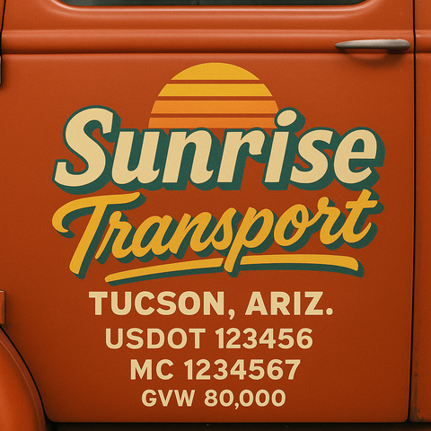 Custom Truck Door USDOT Lettering Decal Sticker Signs With DOT, MC, GVW, KYU, CA Lettering (Set of 2)