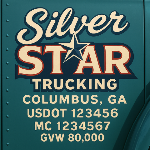 Custom Truck Door USDOT Lettering Decal Sticker Signs With DOT, MC, GVW, KYU, CA Lettering (Set of 2)