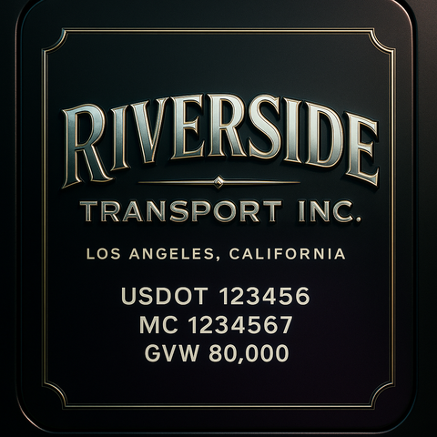 Custom Truck Door USDOT Lettering Decal Sticker Signs With DOT, MC, GVW, KYU, CA Lettering (Set of 2)