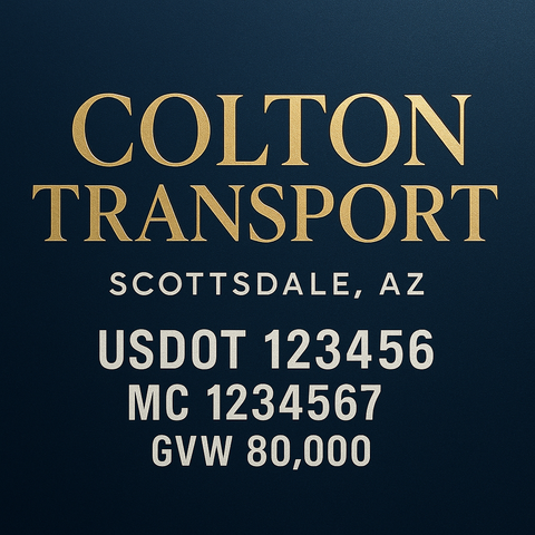 Custom Truck Door USDOT Lettering Decal Sticker Signs With DOT, MC, GVW, KYU, CA Lettering (Set of 2)
