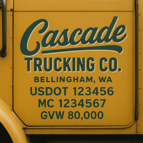 Custom Truck Door USDOT Lettering Decal Sticker Signs With DOT, MC, GVW, KYU, CA Lettering (Set of 2)