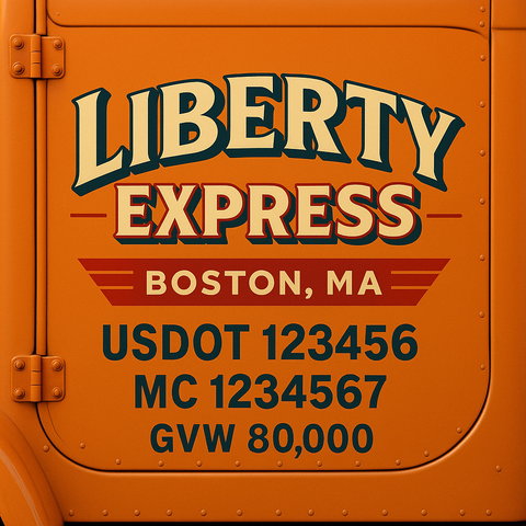 Custom Truck Door USDOT Lettering Decal Sticker Signs With DOT, MC, GVW, KYU, CA Lettering (Set of 2)