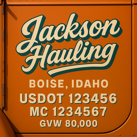 Custom Truck Door USDOT Lettering Decal Sticker Signs With DOT, MC, GVW, KYU, CA Lettering (Set of 2)