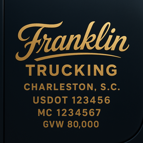 Custom Truck Door USDOT Lettering Decal Sticker Signs With DOT, MC, GVW, KYU, CA Lettering (Set of 2)