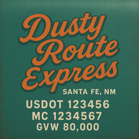 Custom Truck Door USDOT Lettering Decal Sticker Signs With DOT, MC, GVW, KYU, CA Lettering (Set of 2)