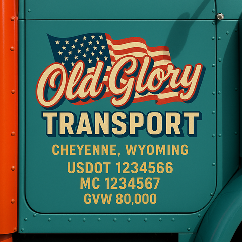 Custom Truck Door USDOT Lettering Decal Sticker Signs With DOT, MC, GVW, KYU, CA Lettering (Set of 2)