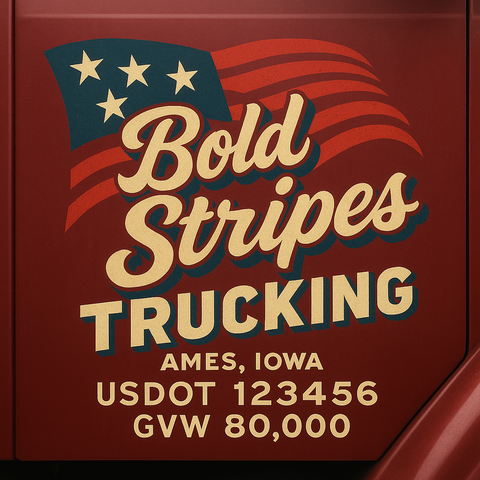 Custom Truck Door USDOT Lettering Decal Sticker Signs With DOT, MC, GVW, KYU, CA Lettering (Set of 2)