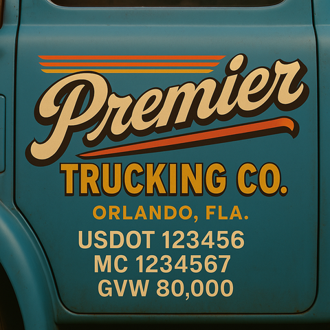 Custom Truck Door USDOT Lettering Decal Sticker Signs With DOT, MC, GVW, KYU, CA Lettering (Set of 2)