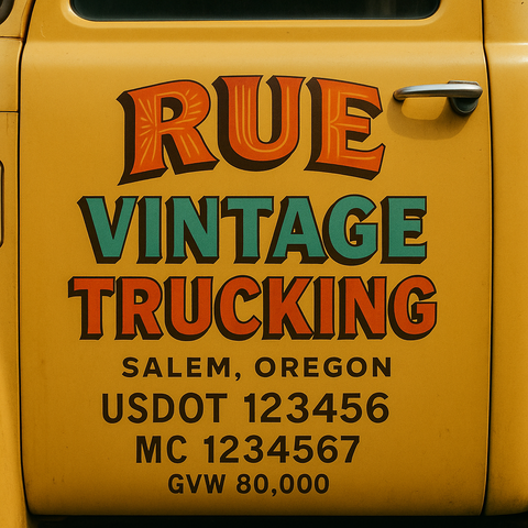 Custom Truck Door USDOT Lettering Decal Sticker Signs With DOT, MC, GVW, KYU, CA Lettering (Set of 2)
