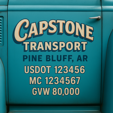 Custom Truck Door USDOT Lettering Decal Sticker Signs With DOT, MC, GVW, KYU, CA Lettering (Set of 2)